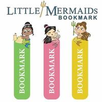 Vector set of bookmarks for children with cute Mermaids theme. Vertical layout cards templates. Colorful and cute stationery for kids.