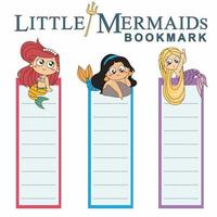Vector set of bookmarks for children with cute Mermaids theme. Vertical layout cards templates. Colorful and cute stationery for kids.