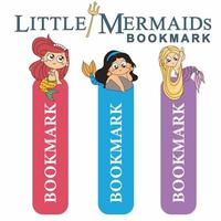 Vector set of bookmarks for children with cute Mermaids theme. Vertical layout cards templates. Colorful and cute stationery for kids.