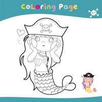 Educational printable coloring worksheet. Cute pirate illustration. Coloring activity for children. Vector outline for coloring page.