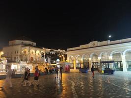 Athens night with Monastiraki square and old Plaka Acropolis hill on foot walking exploring Greece big size high quality prints photo