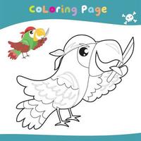 Educational printable coloring worksheet. Cute pirate illustration. Vector outline for coloring page.