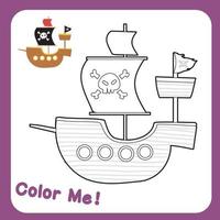 Educational printable coloring worksheet. Cute pirate illustration. Vector outline for coloring page.