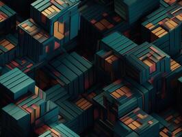 Dark abstract geometric grid pattern Seamless background created with technology photo