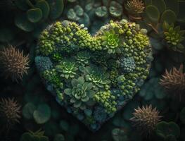 Green heart that represents environmental protection created with technology photo