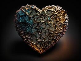 Realistic translucent heart shaped crystal zircon, natural gemstone technology photo