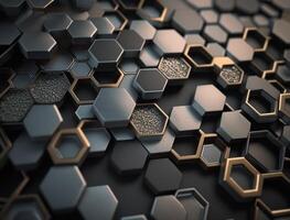 Futuristic hexagonal background Abstract geometric grid pattern created with technology photo
