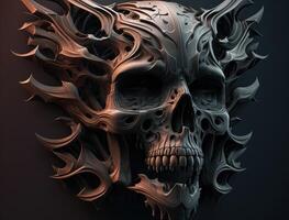 Bismuth skull created with technology photo