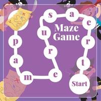 Maze game for children. Pirates worksheet theme. Educational printable sheet. Vector file.