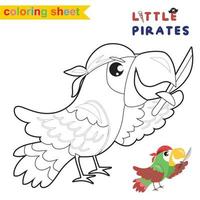 Cute pirate coloring page. Educational printable coloring worksheet. Coloring game for preschool children. Vector outline for coloring sheet.