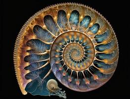 Ammonite fossil background created with technology photo