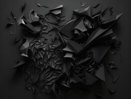 Abstract dark black various paper shapes background created with technology photo