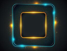 Neon rounded square frame with shining effect dark background created with technology photo