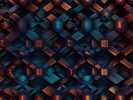 Dark abstract geometric grid pattern Seamless background created with technology photo