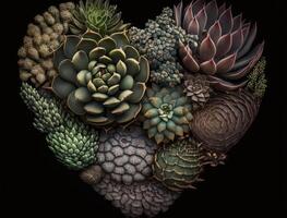 Green heart made by various succulents Environmental protection concept created with technology photo