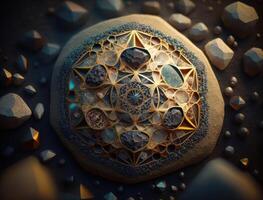 Fractal mandala Sacred geometry background created with technology photo