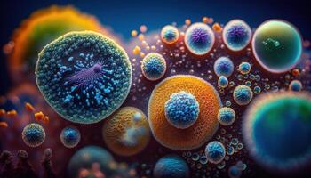 Bacteria and virus cells World under the microscope created with technology photo