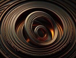 Concentric golden rings shapes Abstract geometric background created with technology photo