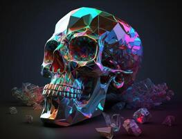 Bismuth skull created with technology photo