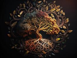 yggdrasil mundo árbol concepto creado con generativo ai tecnología foto