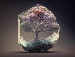 Colorful Crystal tree hybrid created with technology photo