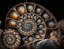 Ammonite fossil background created with technology photo
