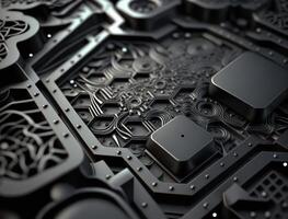 Abstract black geometric background Various shapes Flat lay created with technology photo