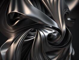 Lines and folds of fabric in dark metallic tones created with technology photo