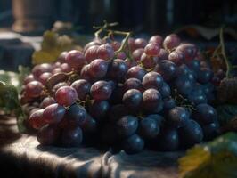 Beautiful organic background of freshly picked grapes created with technology photo