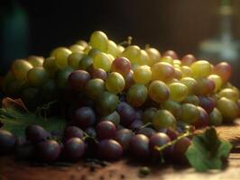 hermosa orgánico antecedentes de recién escogido uvas creado con generativo ai tecnología foto
