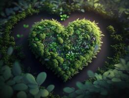 Green heart that represents environmental protection created with technology photo