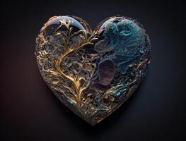 realista translúcido corazón conformado cristal circón, natural piedra preciosa generativo ai tecnología foto
