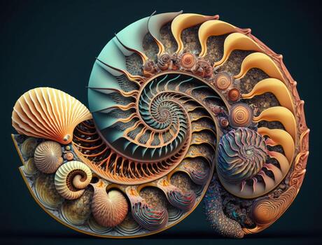 Ammonite fossil background created with technology photo