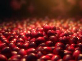Beautiful organic background of freshly picked cranberry created with technology photo