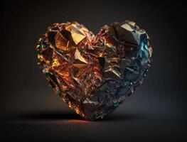Realistic translucent heart shaped crystal zircon, natural gemstone technology photo