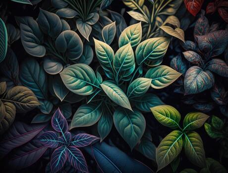 Abstract colorful foliage background created with technology photo