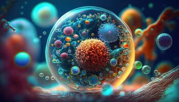 Bacteria and virus cells World under the microscope created with technology photo