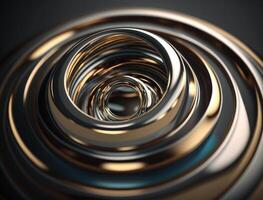 Concentric golden rings shapes Abstract geometric background created with technology photo