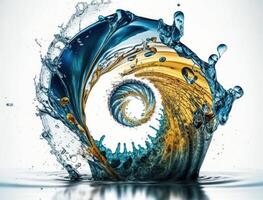 Radial spiral water splash background created with technology photo