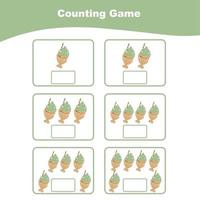 Counting game for Preschool Children. Educational printable math worksheet. Worksheet for kids. Vector illustration in cartoon style.