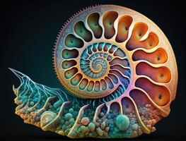 Ammonite fossil background created with technology photo