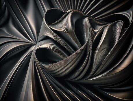 Lines and folds of fabric in dark metallic tones created with technology photo
