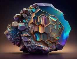 Beautiful hexagonal background natural gemstone technology photo