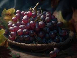 Beautiful organic background of freshly picked grapes created with technology photo