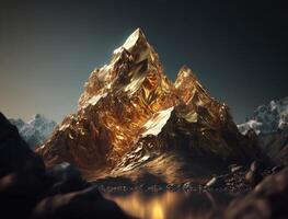 Fantasy golden mountains background created with technology photo