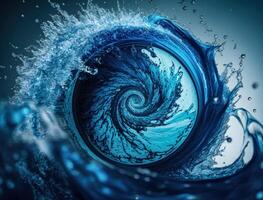 Radial spiral water splash background created with technology photo