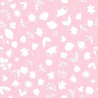 Doodle summer flowers silhouette seamless pattern. Perfect print for tee, paper, fabric, textile. vector