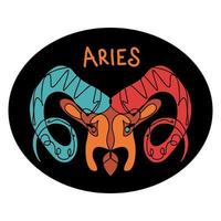 Abstraction zodiac sign Aries on round shape with text. Perfect print for tee, stickers, cards. vector