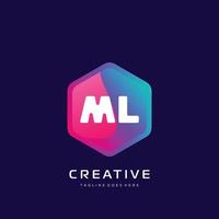 ML initial logo With Colorful template vector. vector