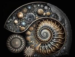 Ammonite fossil background created with technology photo